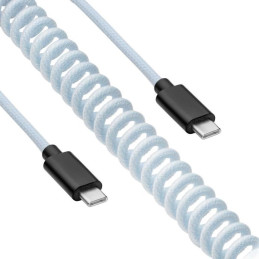 Akyga Kabel vinutý Aviator ver. 2.0 USB-C / USB-C, modrá 3m