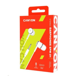 CANYON stereo sluchátka EPM-1, špunty do uší, bílá