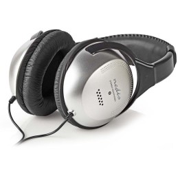 NEDIS kabelová sluchátka/ na uši/ ovládání hlasitosti/ kabel 2,70 m/ černo-stříbrné