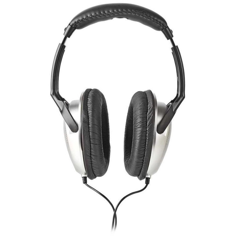 NEDIS kabelová sluchátka/ na uši/ ovládání hlasitosti/ kabel 6 m/ černo-stříbrné