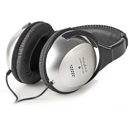 NEDIS kabelová sluchátka/ na uši/ ovládání hlasitosti/ kabel 6 m/ černo-stříbrné