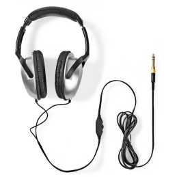 NEDIS kabelová sluchátka/ na uši/ ovládání hlasitosti/ kabel 6 m/ černo-stříbrné