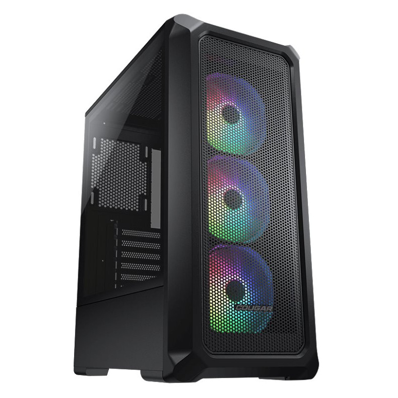 COUGAR PC skříň ARCHON 2 Mesh RGB Black Mid Tower Mesh Front Panel 3 x ARGB Fans 3mm TG Left Panel