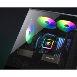 COUGAR PC skříň ARCHON 2 Mesh RGB Black Mid Tower Mesh Front Panel 3 x ARGB Fans 3mm TG Left Panel