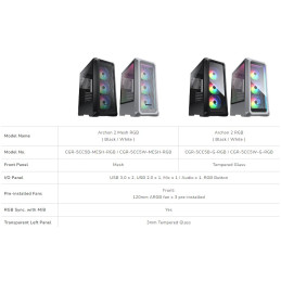 COUGAR PC skříň ARCHON 2 Mesh RGB Black Mid Tower Mesh Front Panel 3 x ARGB Fans 3mm TG Left Panel