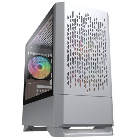 COUGAR PC skříň MG140 Air RGB White Mini Tower Air Vents Front Panel 3 x ARGB Fans 4mm TG Left Panel