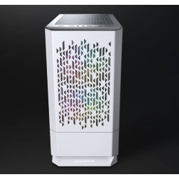 COUGAR PC skříň MG140 Air RGB White Mini Tower Air Vents Front Panel 3 x ARGB Fans 4mm TG Left Panel