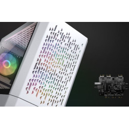 COUGAR PC skříň MG140 Air RGB White Mini Tower Air Vents Front Panel 3 x ARGB Fans 4mm TG Left Panel