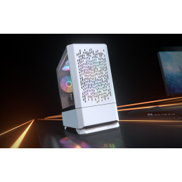 COUGAR PC skříň MG140 Air RGB White Mini Tower Air Vents Front Panel 3 x ARGB Fans 4mm TG Left Panel