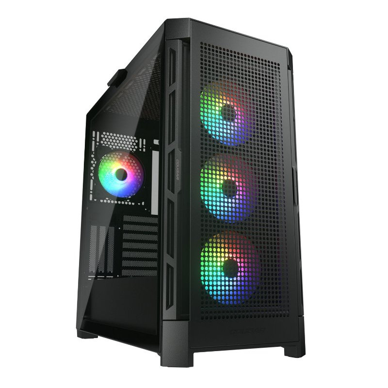 COUGAR PC skříň DUOFACE Pro RGB Black Mid Tower TG & Airflow Front Panel 4 x ARGB Fans TG Left Panel