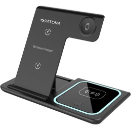 PATONA bezdrátová nabíječka 3v1, pro Iphone, Apple Watch a sluchátka Airpods, vstup 9V/2A, 5V/3A