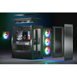 COUGAR PC skříň DUOFACE Pro RGB Black Mid Tower TG & Airflow Front Panel 4 x ARGB Fans TG Left Panel