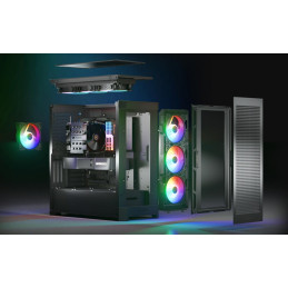 COUGAR PC skříň DUOFACE Pro RGB Black Mid Tower TG & Airflow Front Panel 4 x ARGB Fans TG Left Panel