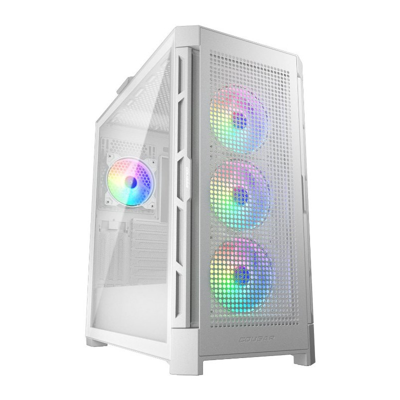 COUGAR PC skříň DUOFACE Pro RGB White Mid Tower TG & Airflow Front Panel 4 x ARGB Fans TG Left Panel