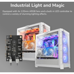 COUGAR PC skříň DUOFACE Pro RGB White Mid Tower TG & Airflow Front Panel 4 x ARGB Fans TG Left Panel