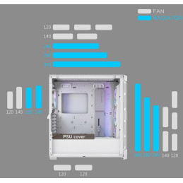 COUGAR PC skříň DUOFACE Pro RGB White Mid Tower TG & Airflow Front Panel 4 x ARGB Fans TG Left Panel