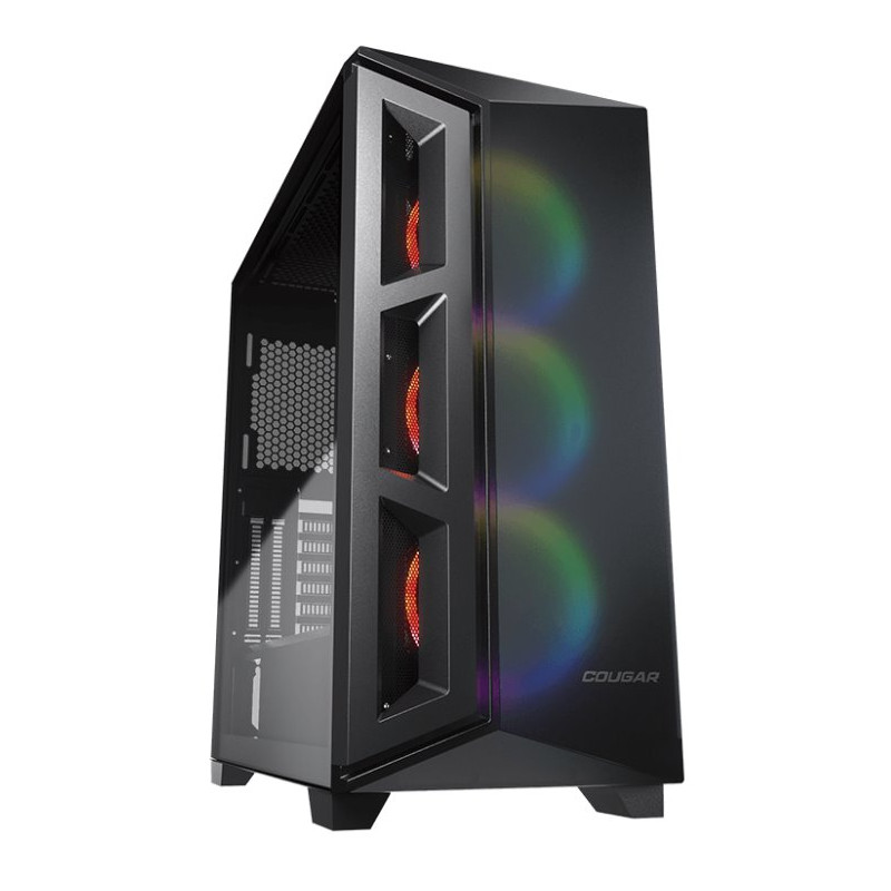 COUGAR PC skříň DARK BLADER X5 Black Mid Tower Plastic with Mesh Front Panel 1 x ARGB Fan 4mm TG Left Panel