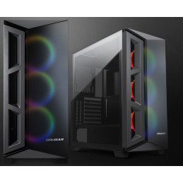 COUGAR PC skříň DARK BLADER X5 Black Mid Tower Plastic with Mesh Front Panel 1 x ARGB Fan 4mm TG Left Panel
