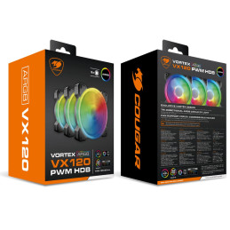 COUGAR ventilátor VORTEX VX 120 ARGB (3pack) 120mm hydro dynamic bearings, lightning & power management