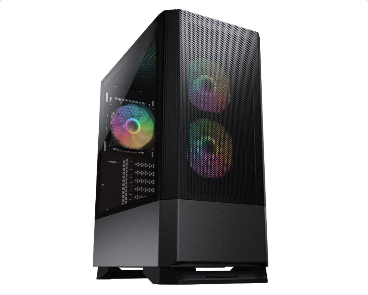 COUGAR PC skříň MX430 Mesh RGB Black Mid Tower Mesh Front Panel 3 x ARGB Fans 4mm TG Left Panel