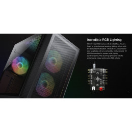 COUGAR PC skříň MX430 Mesh RGB Black Mid Tower Mesh Front Panel 3 x ARGB Fans 4mm TG Left Panel