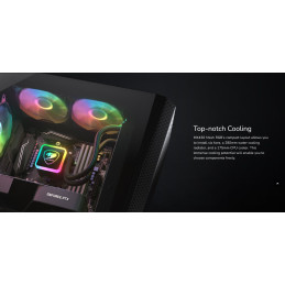 COUGAR PC skříň MX430 Mesh RGB Black Mid Tower Mesh Front Panel 3 x ARGB Fans 4mm TG Left Panel