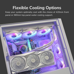 COUGAR PC skříň UNIFACE RGB White Mid Tower Mesh Front Panel 4 x 120mm ARGB Fans TG Left Panel