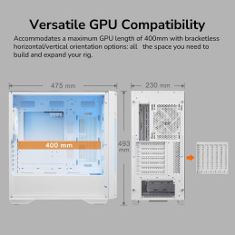 COUGAR PC skříň UNIFACE RGB White Mid Tower Mesh Front Panel 4 x 120mm ARGB Fans TG Left Panel