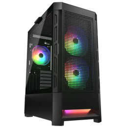 COUGAR PC skříň AIRFACE RGB Black Mid Tower Mesh Front Panel 2 x 140mm ARGB Fans 1x 120mm ARGB Fan TG Left Panel