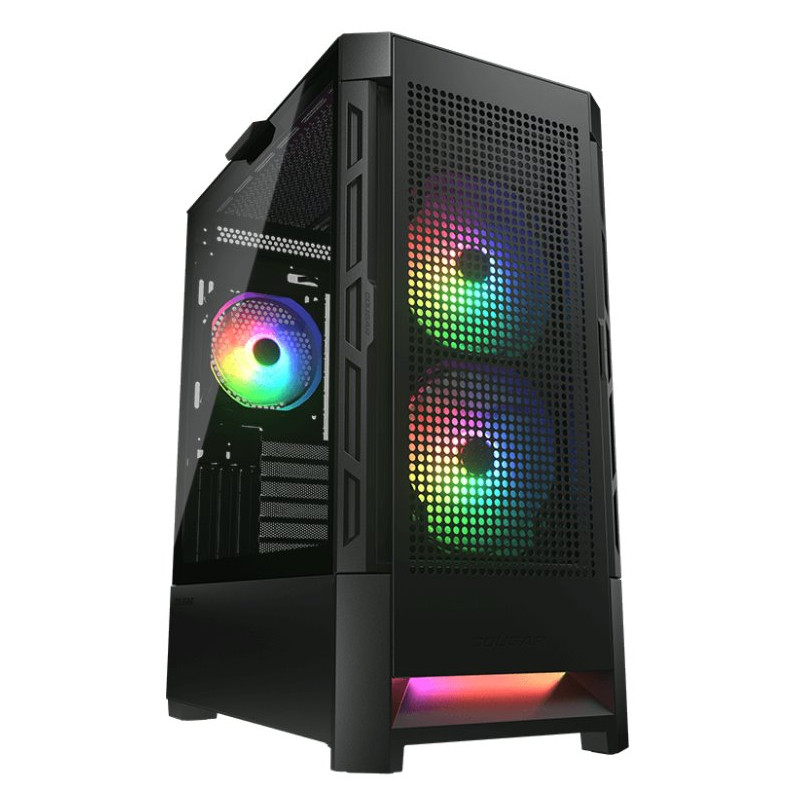 COUGAR PC skříň AIRFACE RGB Black Mid Tower Mesh Front Panel 2 x 140mm ARGB Fans 1x 120mm ARGB Fan TG Left Panel