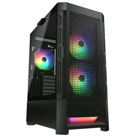 COUGAR PC skříň AIRFACE RGB Black Mid Tower Mesh Front Panel 2 x 140mm ARGB Fans 1x 120mm ARGB Fan TG Left Panel