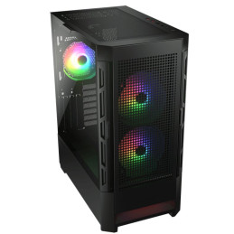 COUGAR PC skříň AIRFACE RGB Black Mid Tower Mesh Front Panel 2 x 140mm ARGB Fans 1x 120mm ARGB Fan TG Left Panel