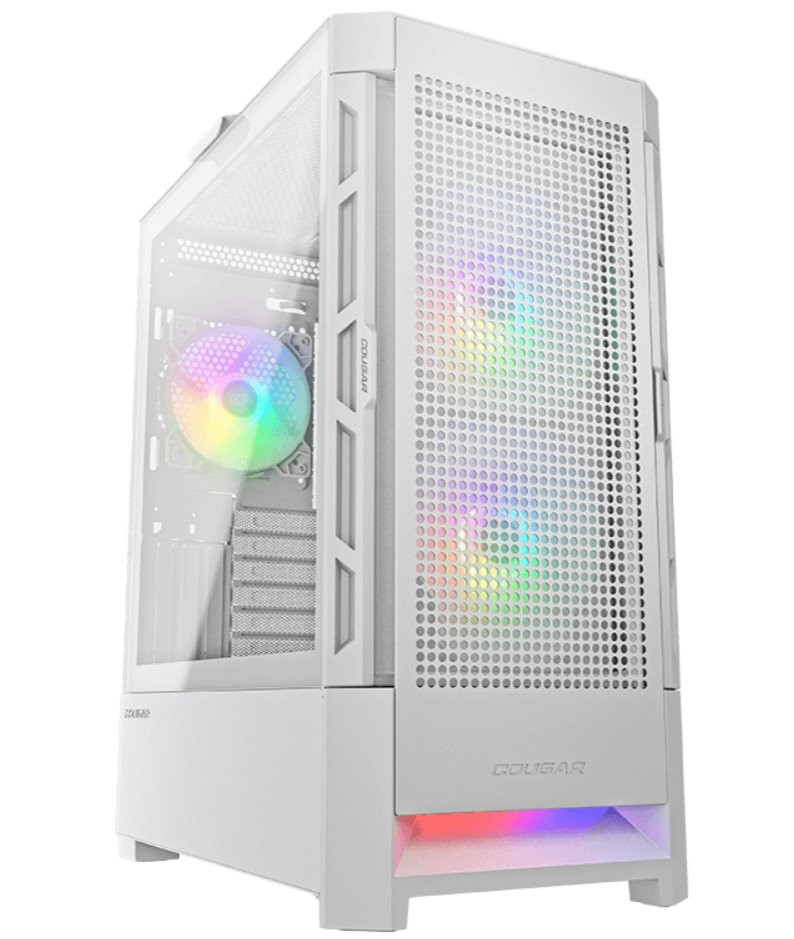 COUGAR PC skříň AIRFACE RGB White Mid Tower Mesh Front Panel 2 x 140mm ARGB Fans 1x 120mm ARGB Fan TG Left Panel