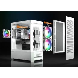 COUGAR PC skříň AIRFACE RGB White Mid Tower Mesh Front Panel 2 x 140mm ARGB Fans 1x 120mm ARGB Fan TG Left Panel