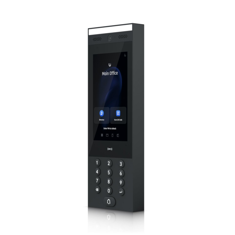 Ubiquiti UA-Intercom, Přístupový systém, NFC čtečka, kamera, dotyk. displej, 1x RJ-45, Bluetooth 4.2, NFC, PoE, IP65