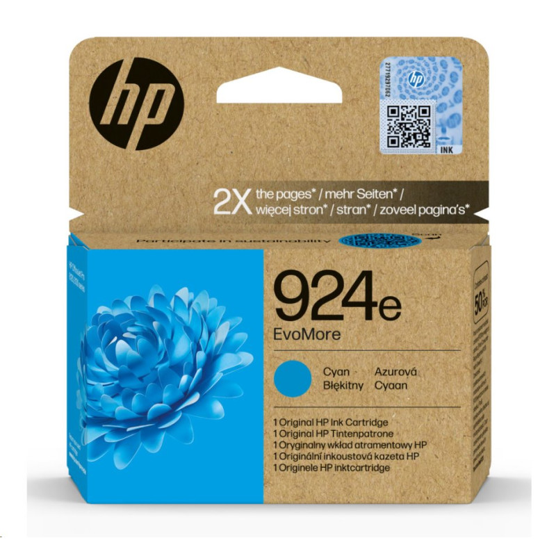 HP Ink Cartridge č.924e EvoMore Cyan