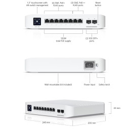 Ubiquiti Switch L3 UniFi Professional USW-Pro-8-PoE, 8-Port Gigabit, 2x SFP+, PoE-out, PoE budget 120W