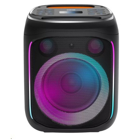 CANYON přenosný párty reproduktor OnFun 5, 40W, RGB, BT5, USB-A, microSD, AUX, 6,3mm jack, režim TWS, černý