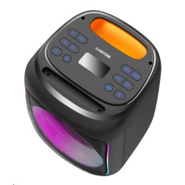 CANYON přenosný párty reproduktor OnFun 5, 40W, RGB, BT5, USB-A, microSD, AUX, 6,3mm jack, režim TWS, černý