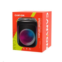 CANYON přenosný párty reproduktor OnFun 5, 40W, RGB, BT5, USB-A, microSD, AUX, 6,3mm jack, režim TWS, černý