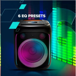 CANYON přenosný párty reproduktor OnFun 5, 40W, RGB, BT5, USB-A, microSD, AUX, 6,3mm jack, režim TWS, černý