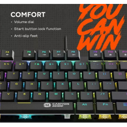 CANYON Herní klávesnice Cometstrike TLK GK-50, mechanická, drátová, multimediální, podsvícená, 87 kláves, CS layout