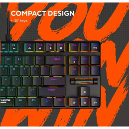 CANYON Herní klávesnice Cometstrike TLK GK-50, mechanická, drátová, multimediální, podsvícená, 87 kláves, CS layout