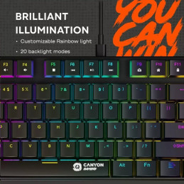 CANYON Herní klávesnice Cometstrike TLK GK-50, mechanická, drátová, multimediální, podsvícená, 87 kláves, CS layout
