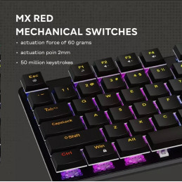 CANYON Herní klávesnice Cometstrike TLK GK-50, mechanická, drátová, multimediální, podsvícená, 87 kláves, CS layout