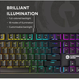 CANYON Herní klávesnice Cometstrike TLK GK-55, mechanická, drátová, multimediální, podsvícená, 105 kláves, CS layout