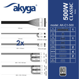 Zdroj Akyga AK-C1-500 Classic ATX 2.31 - 500W, 80+