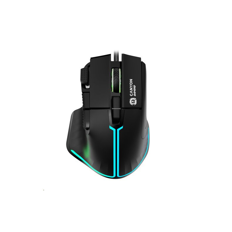 CANYON Herní drátová myš Fortnax GM-636, optická, RGB, až 20 000 DPI, 9tl. programovatelných, černá