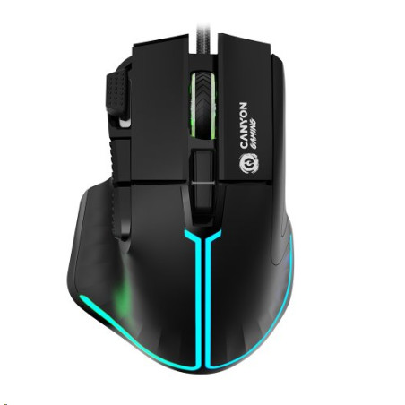 CANYON Herní drátová myš Fortnax GM-636, optická, RGB, až 20 000 DPI, 9tl. programovatelných, černá