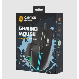 CANYON Herní drátová myš Fortnax GM-636, optická, RGB, až 20 000 DPI, 9tl. programovatelných, černá